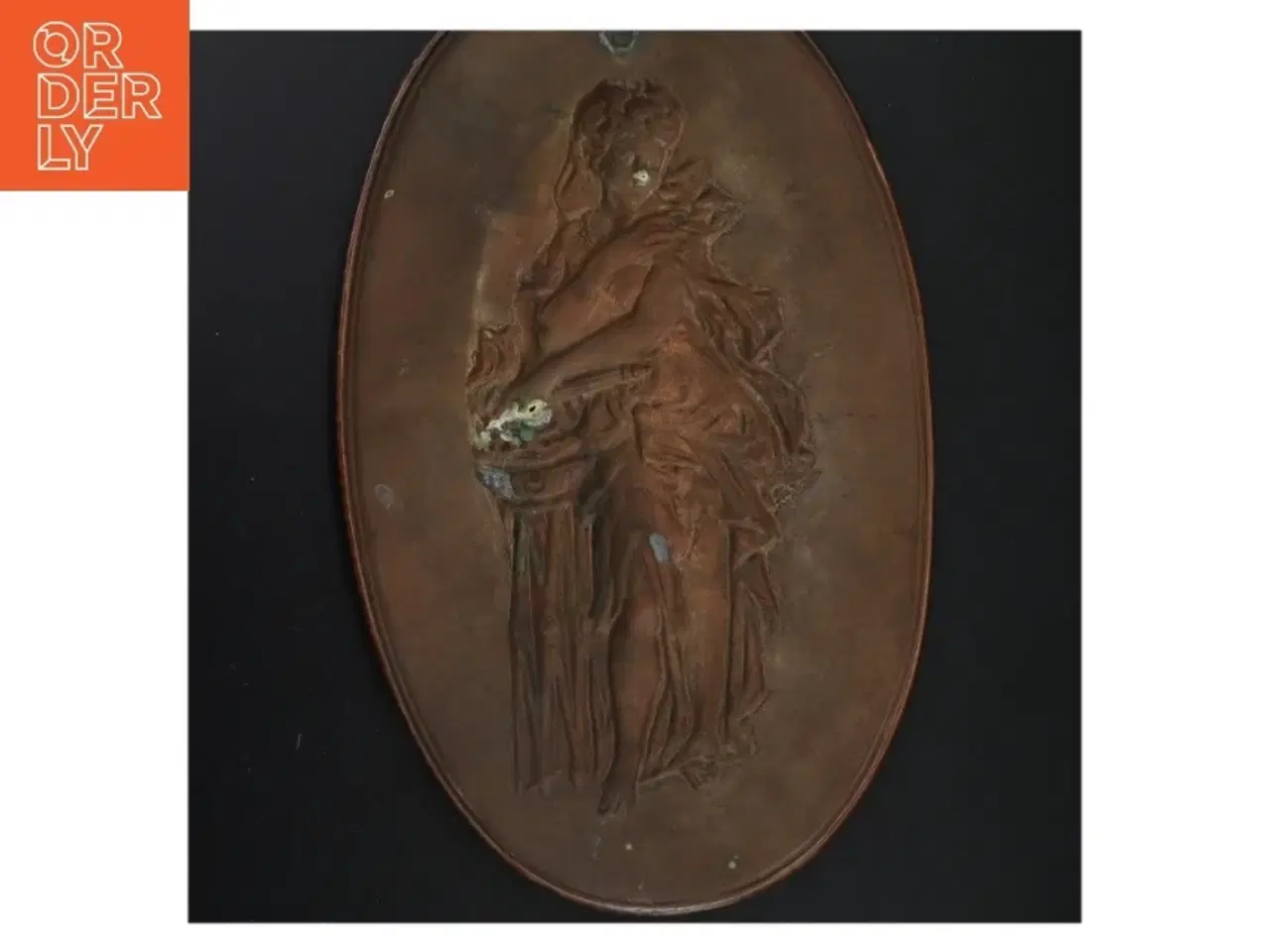 Billede 4 - Kobberrelief med kvindefigur (str. 37 x 23 cm. hul)