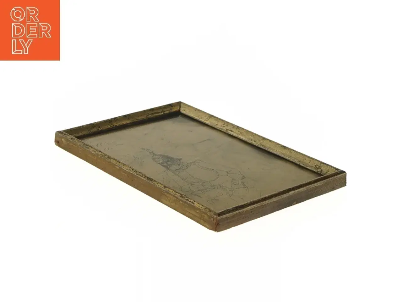 Billede 4 - Antik ramme med skitse og avisudklip (str. 17x23 cm)