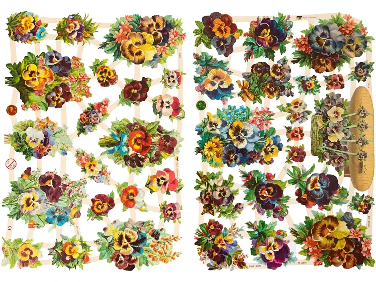 Billede 1 - Glansbilleder, stedmoderblomster, ark 16,5x23,5 cm, 2ark/ 1 pk.