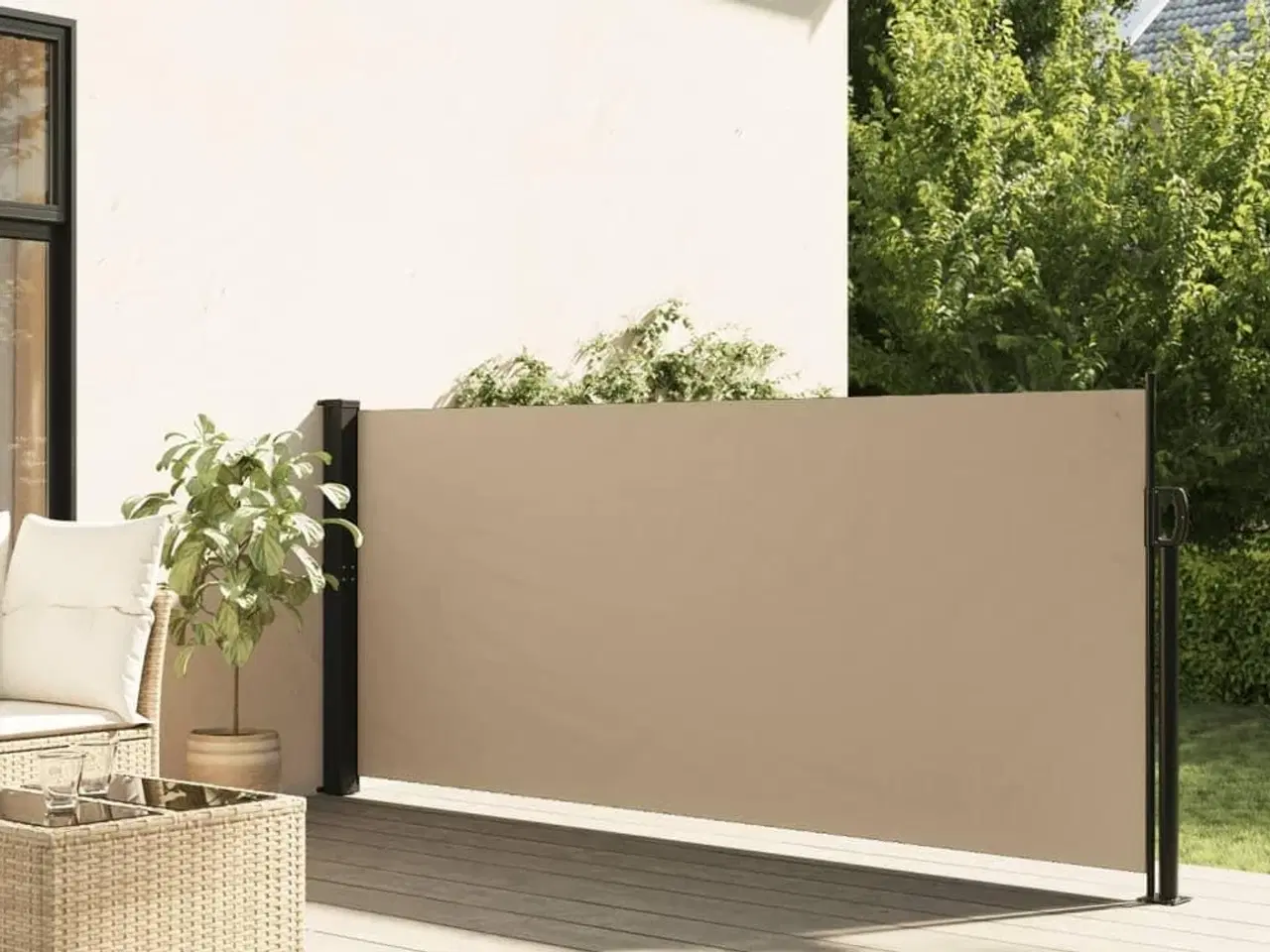 Billede 1 - Sammenrullelig sidemarkise 140x500 cm beige