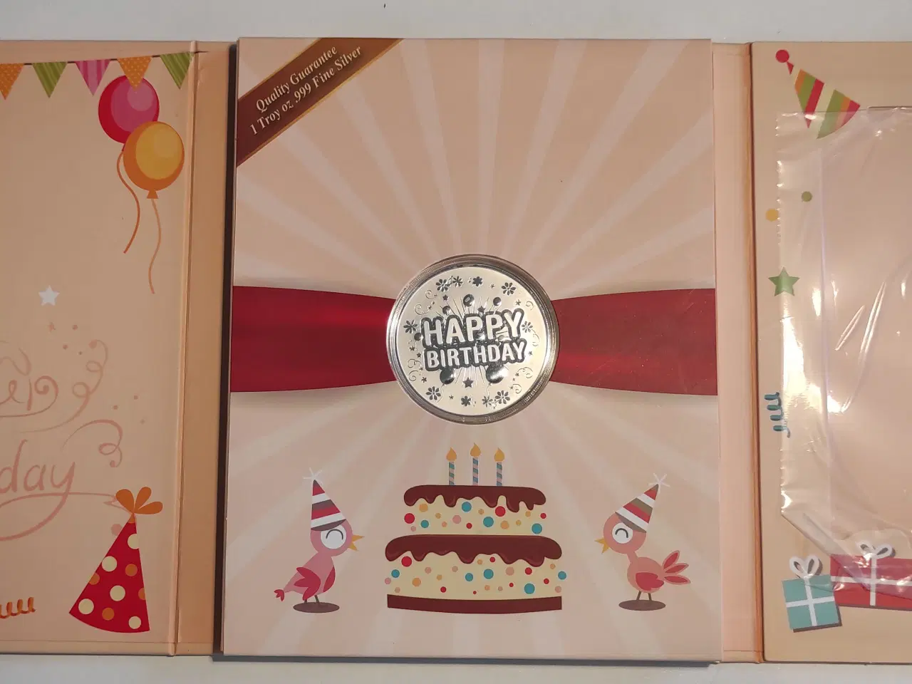 Billede 3 - 1 oz Finsølv HAPPY BIRTHDAY Mønt i Fødselsdagskort