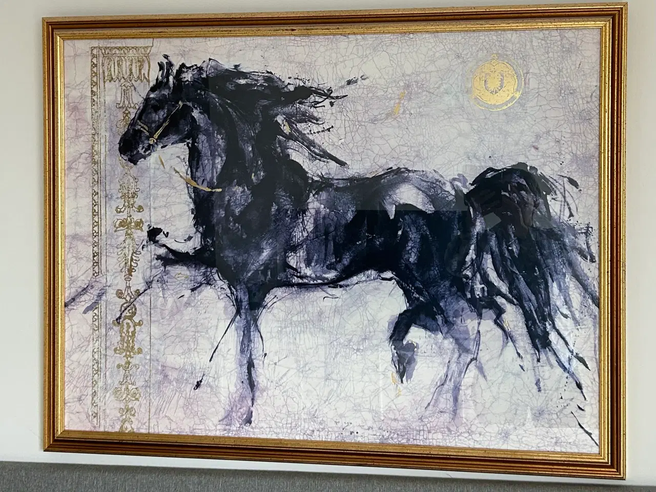 Billede 1 - Billede med hest i flot guldramme