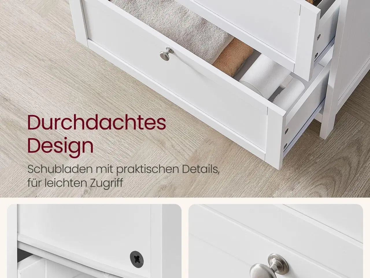 Billede 5 - Badeværelsesskab på gulv fritstående skab med 2 skuffer og 2 døre, justerbar hylde, 30 × 60 × 110 cm, hvid