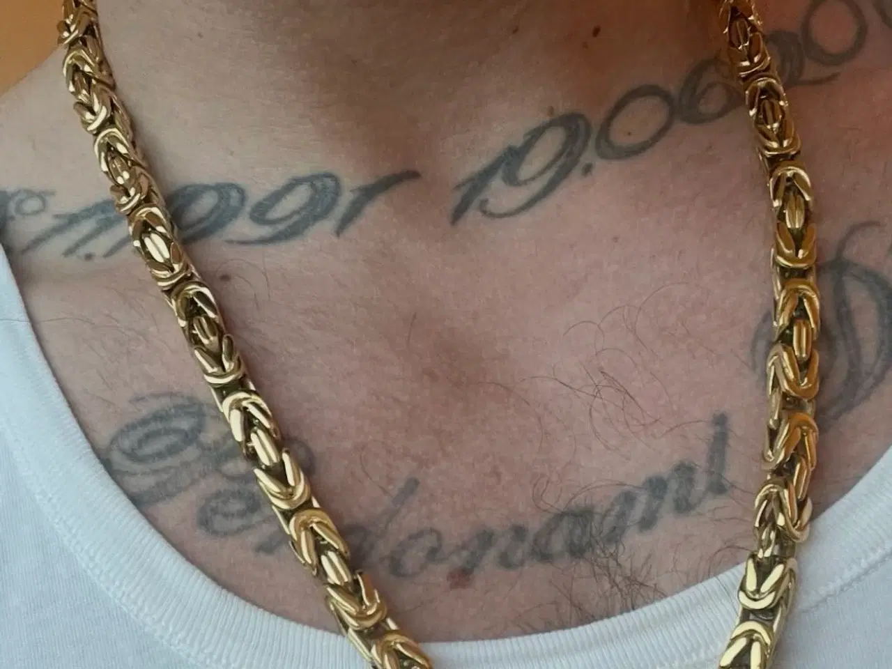 Billede 2 - 8mm 14kt goldfilled kongekæde sæt med kasselås