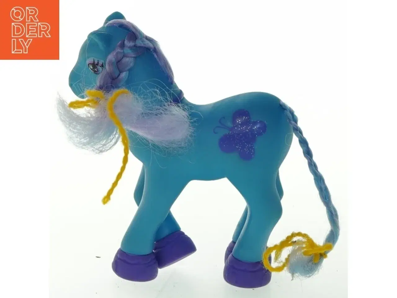 Billede 1 - Blå legetøjshest med fletninger (str. 13x15 cm)
