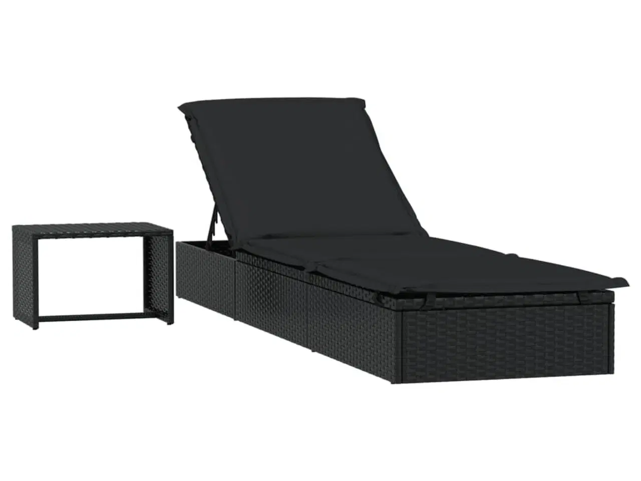 Billede 2 - Liggestol 1 stk. med bord polyrattan sort