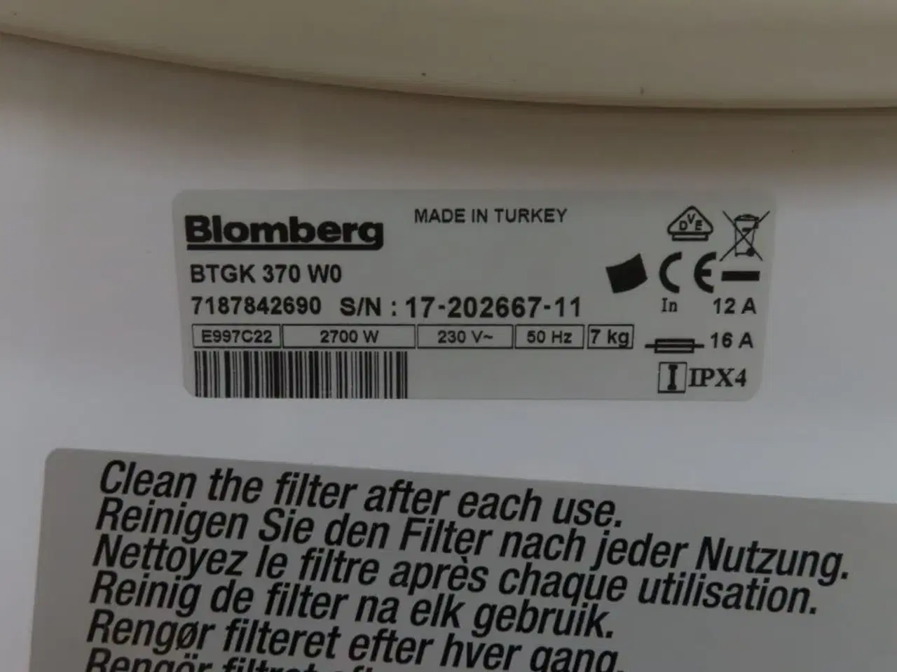 Billede 7 - Tørretumbler BLOMBERG BTGK 370 W0