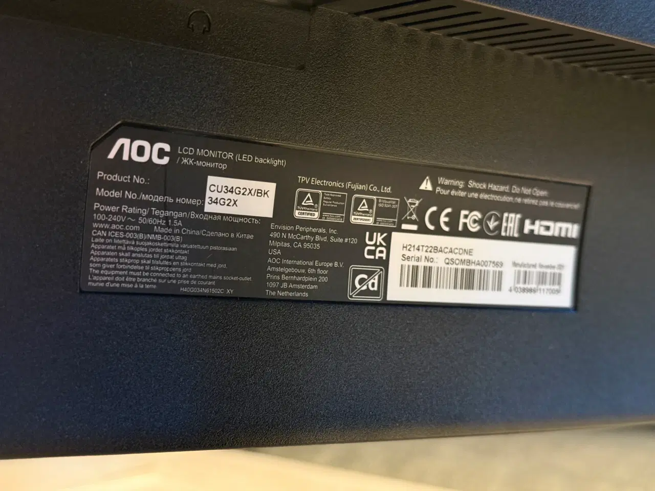 Billede 7 - AOC CU34G2/BK 34" ultrawide gaming monitor