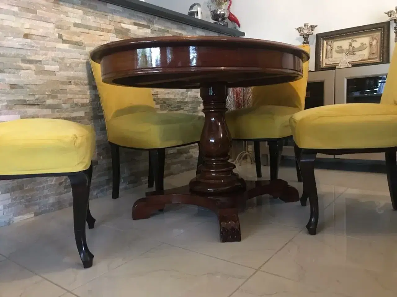 Billede 2 - Antik oval bord og 4 stole