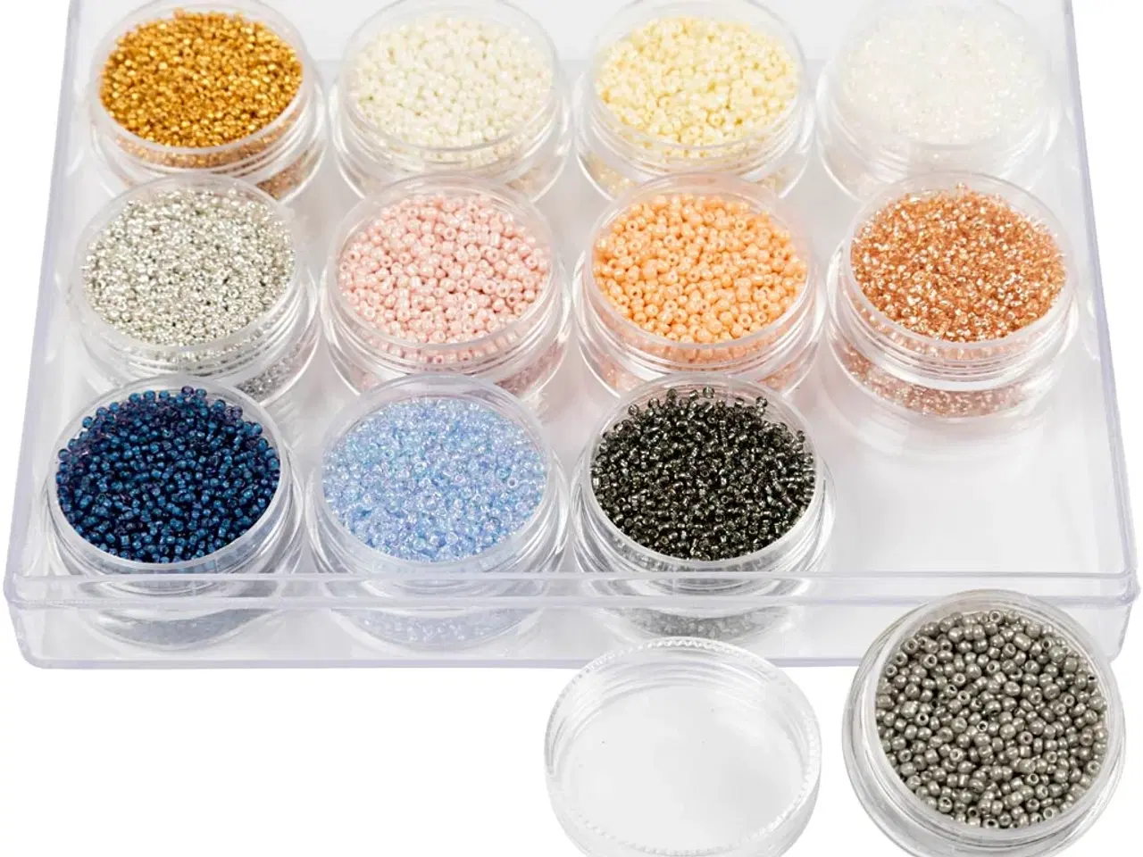 Billede 1 - Rocaiperler 1,7 mm - Douche Farver, 12x15g