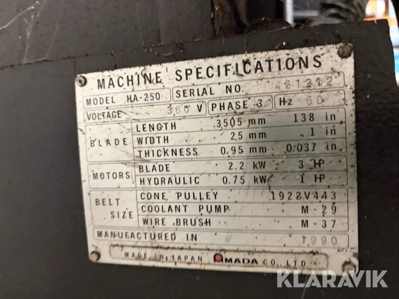 Billede 5 - Båndsav til metal OMAD HA-250