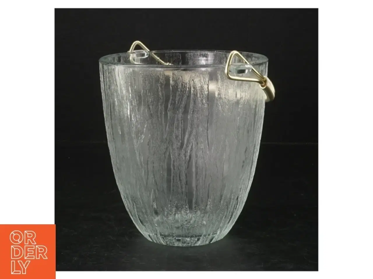 Billede 1 - Isterningespand i glas og metal (str. H. 13,5 cm. ø. 12,5 cm)