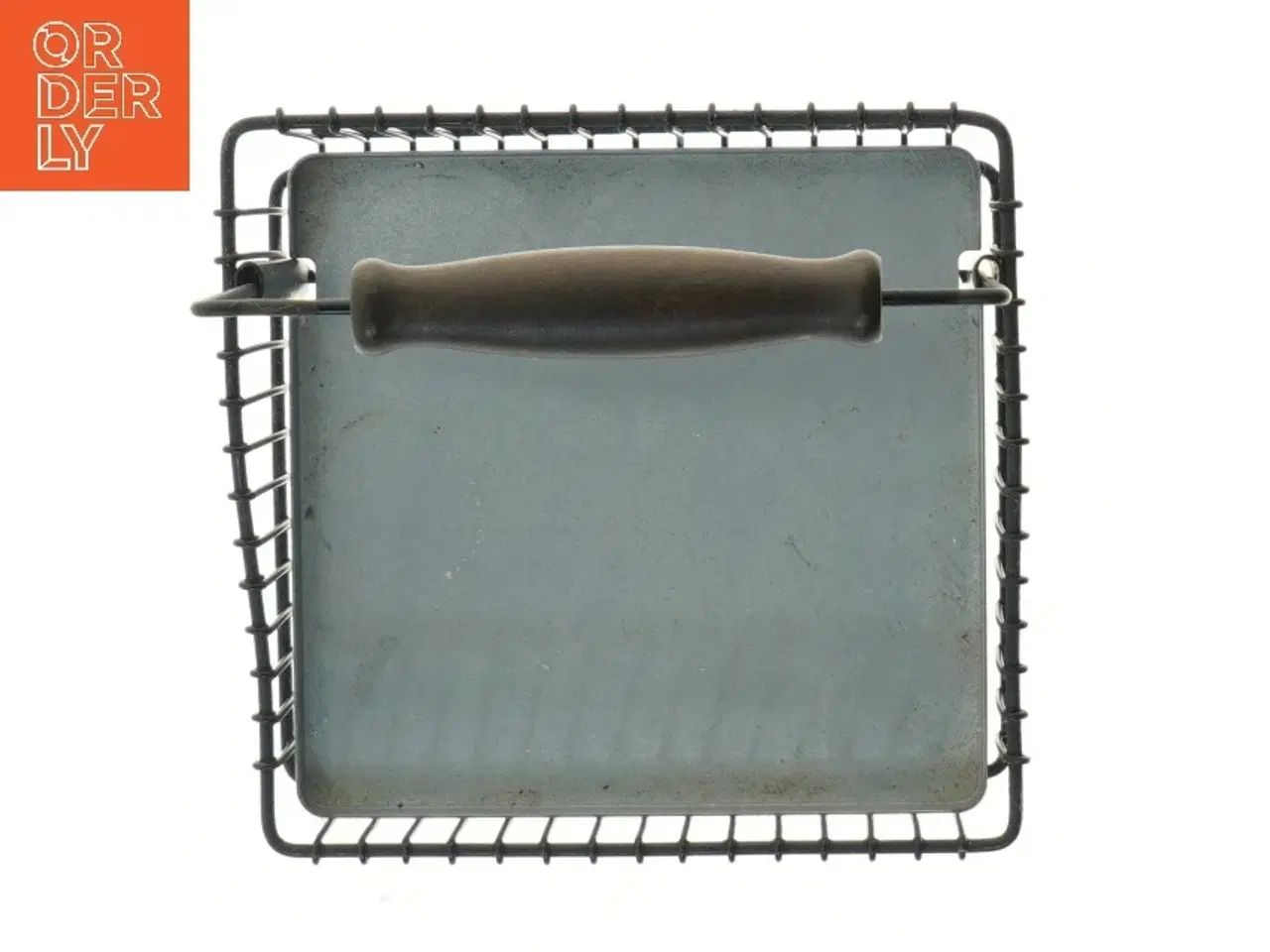 Billede 2 - Metaltråds kurv med træhåndtag (str. 19x20x22,5 cm)