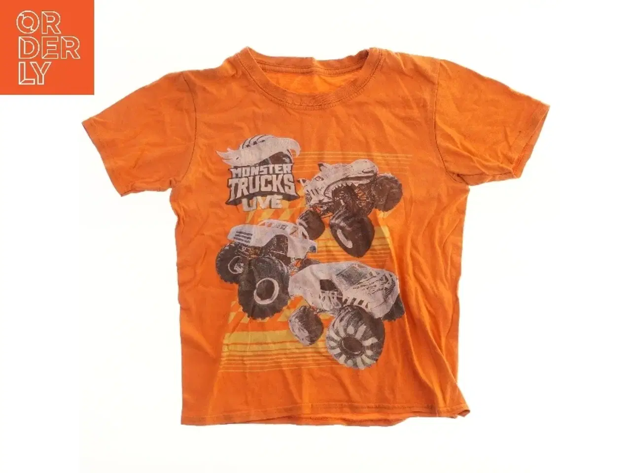 Billede 1 - Orange T-shirt med Monster Trucks (str.  48x36 cm)