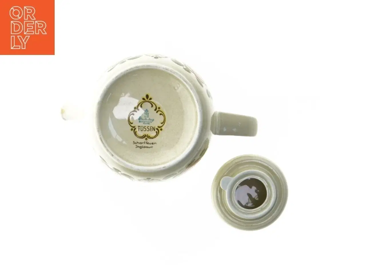 Billede 8 - Keramik thepotte med fint blomstermotiv fra Füssen (str. 14 cm)