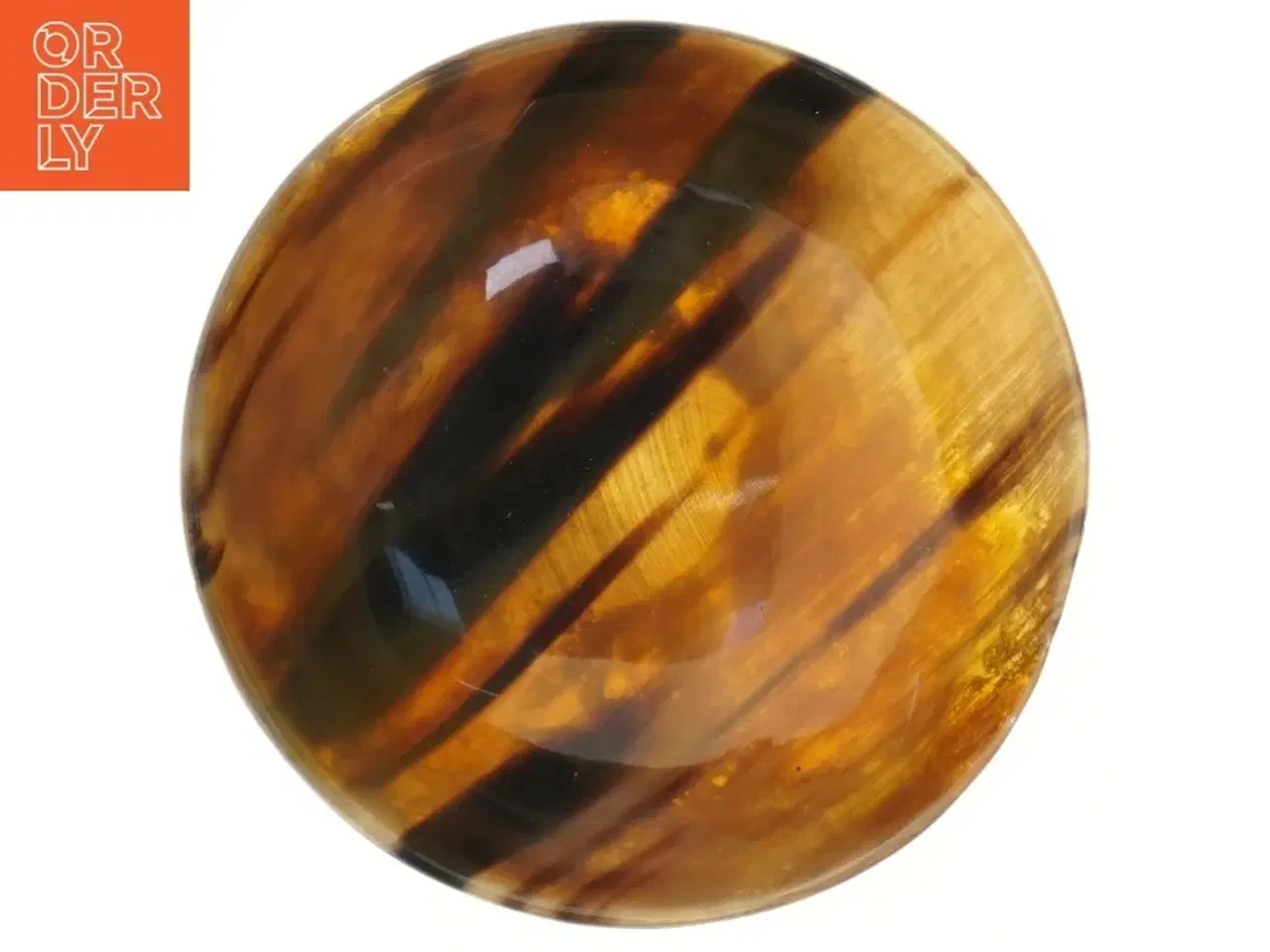 Billede 4 - Dekorativ skål i ravfarvet glas (str. Ø 21x7 cm)