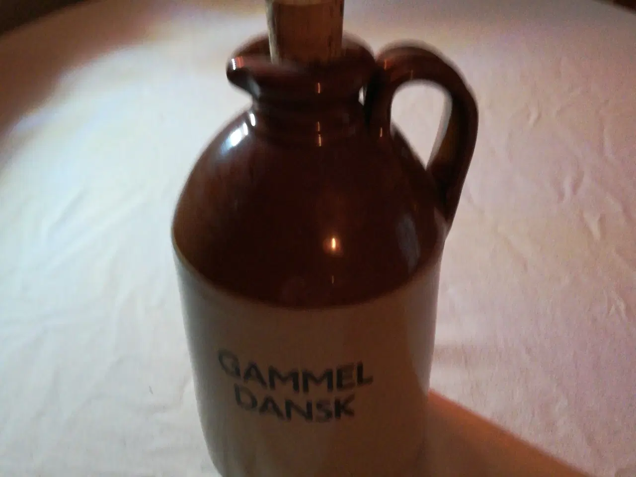 Billede 1 - Keramikflaske 19cm høj med korkprop "Gammel Dansk"