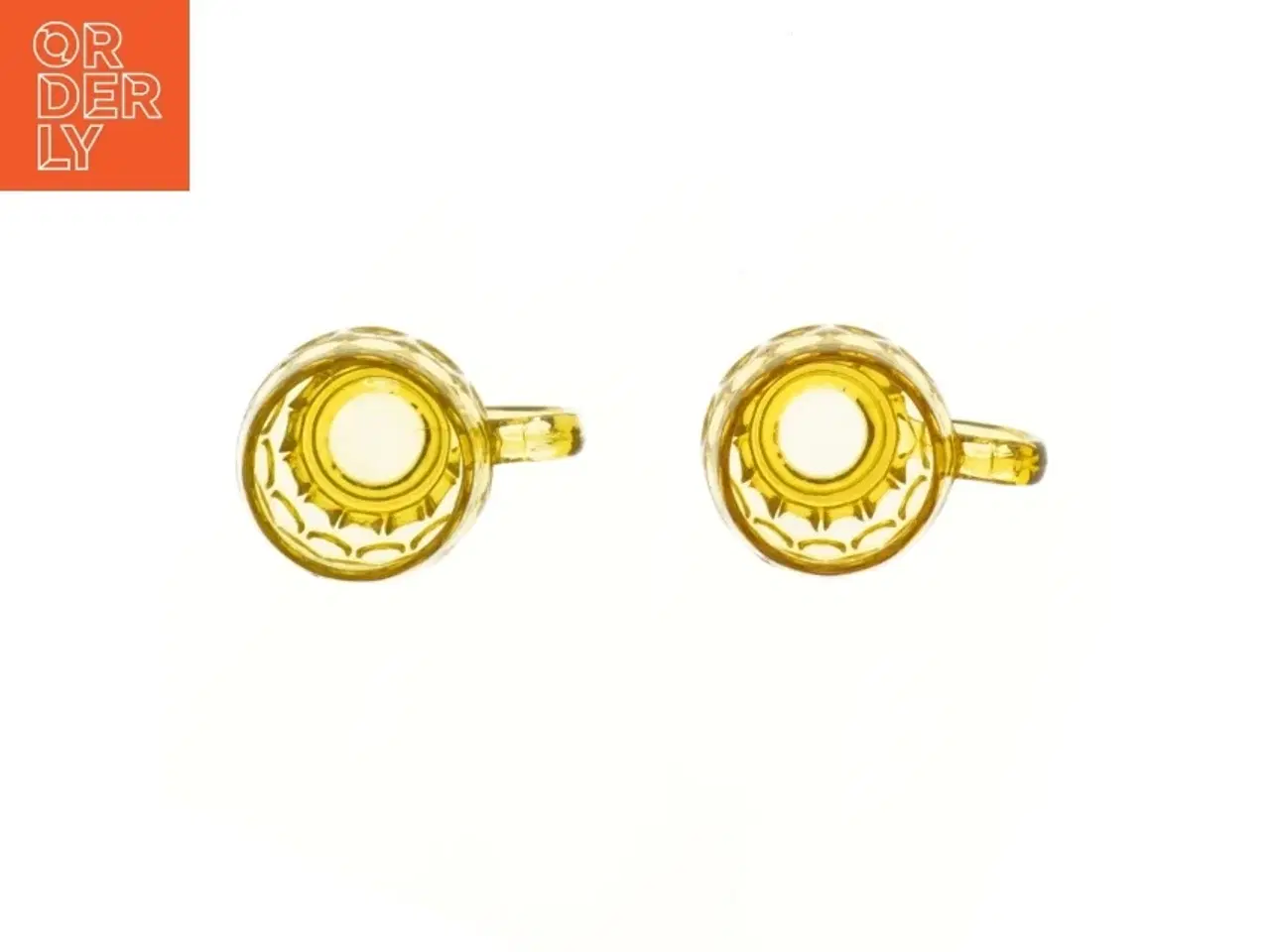 Billede 2 - Retro ølkrus i gult glas (str. 2 stk Ø 8,5 cm højde 9 cm)