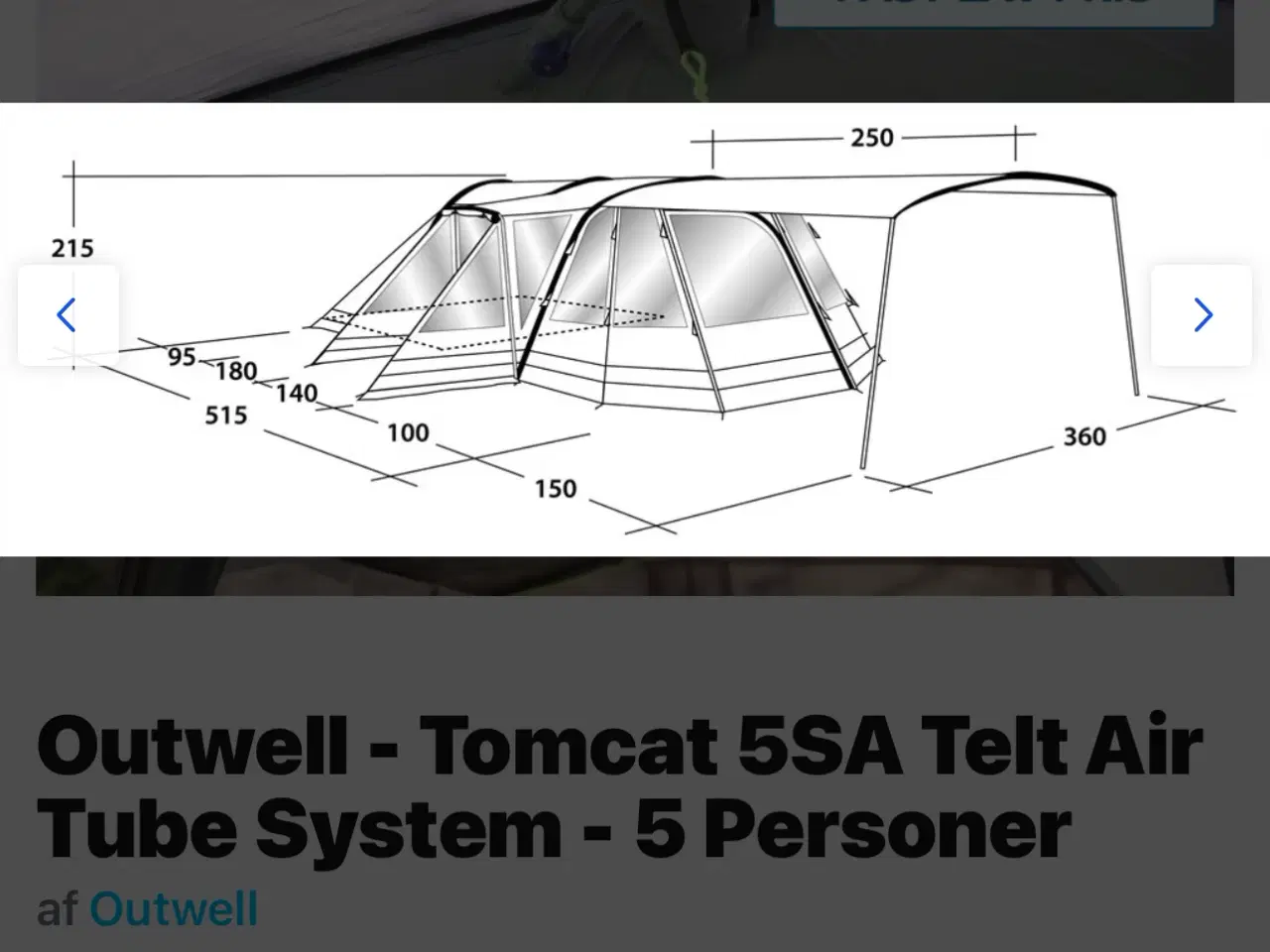 Billede 3 - Outwell - Tomcat 5SA Telt Air Tube System - 5 Pers
