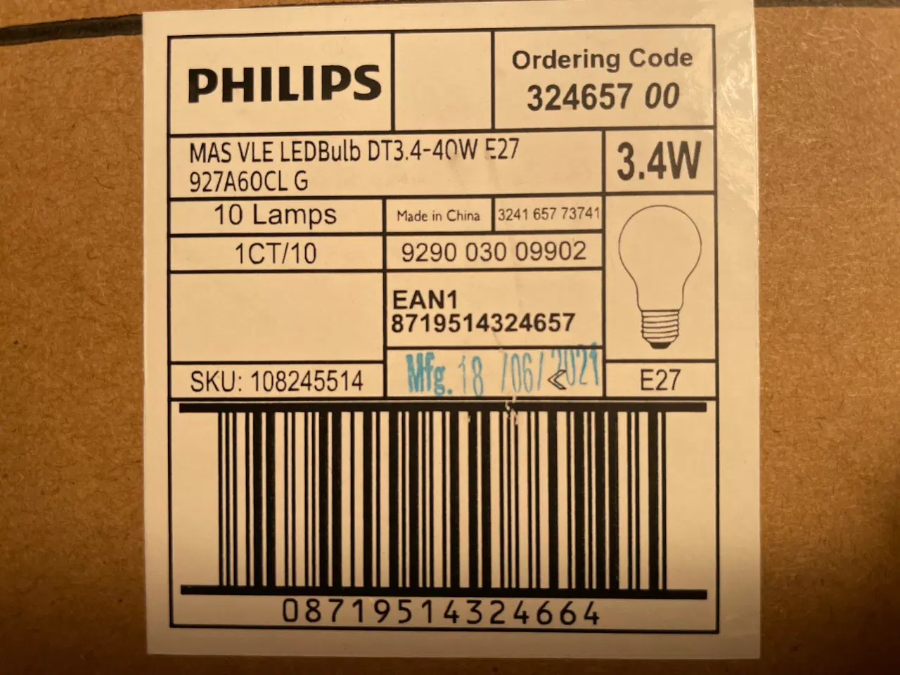 Billede 7 - 10 stk. E27 3,4W LED Philips lyskilder