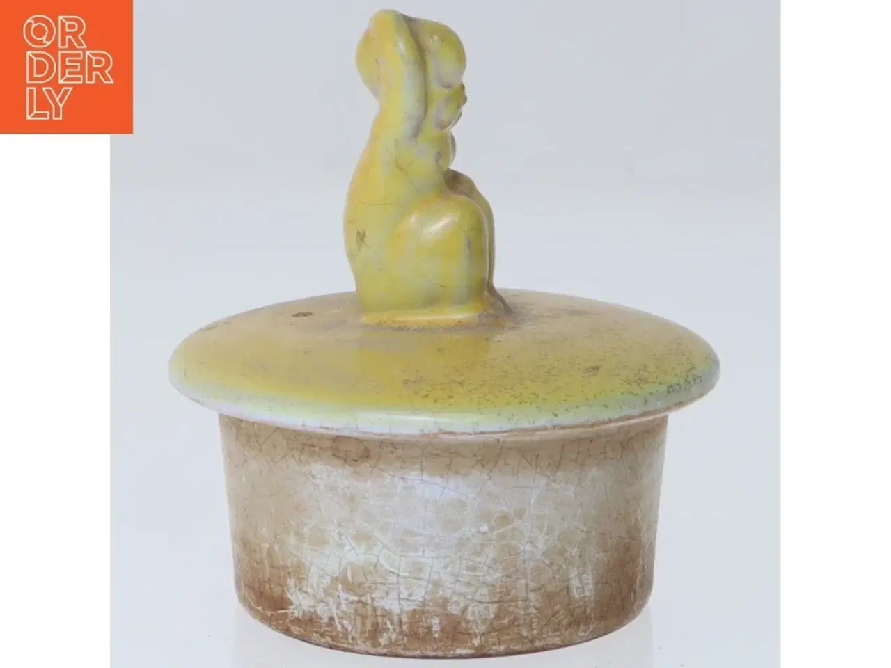 Billede 4 - Keramikkrukke låg og figur (str. Ø 8x8 cm)