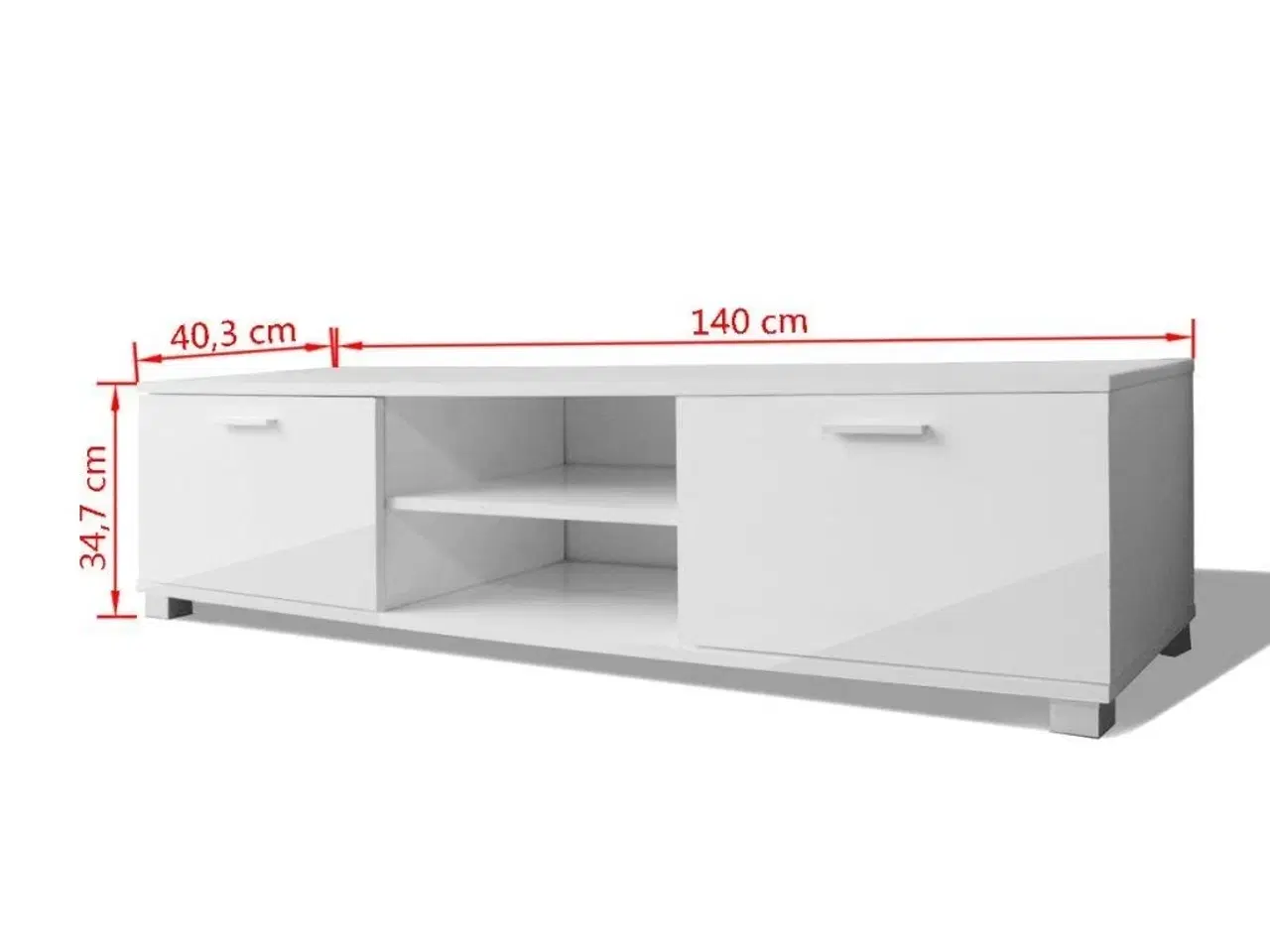 Billede 5 - Tv-bord 140x40,5x35 cm hvid højglans