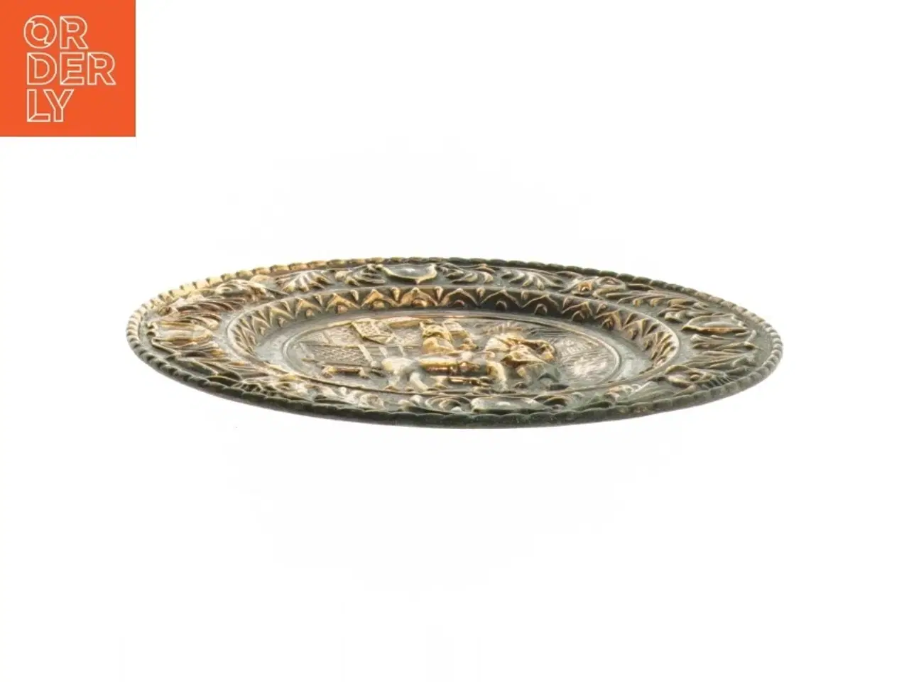 Billede 2 - messing platte med heste motiv (str. 24 cm)