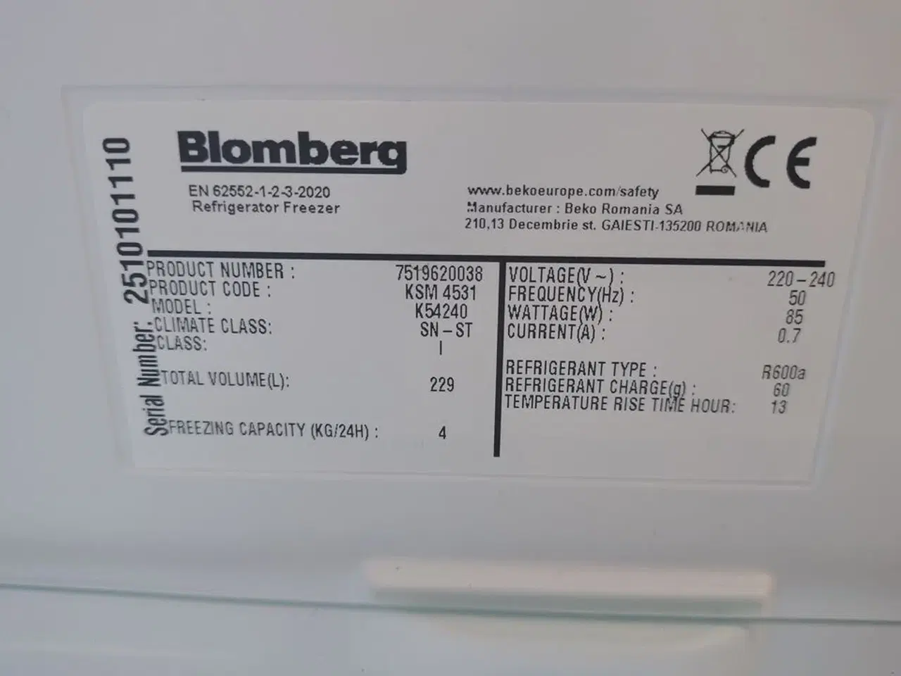 Billede 4 - Køle/fryseskab, demo  BLOMBERG