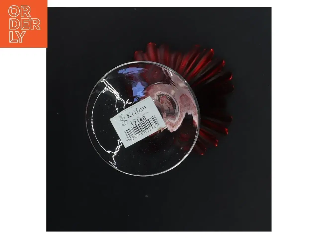 Billede 2 - Rød glasvase på fod fra Krifon (str. 11x20 cm)