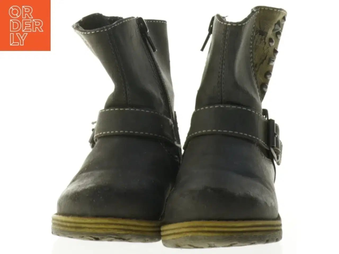 Billede 3 - Sorte læderstøvler med spænder (str. 25)