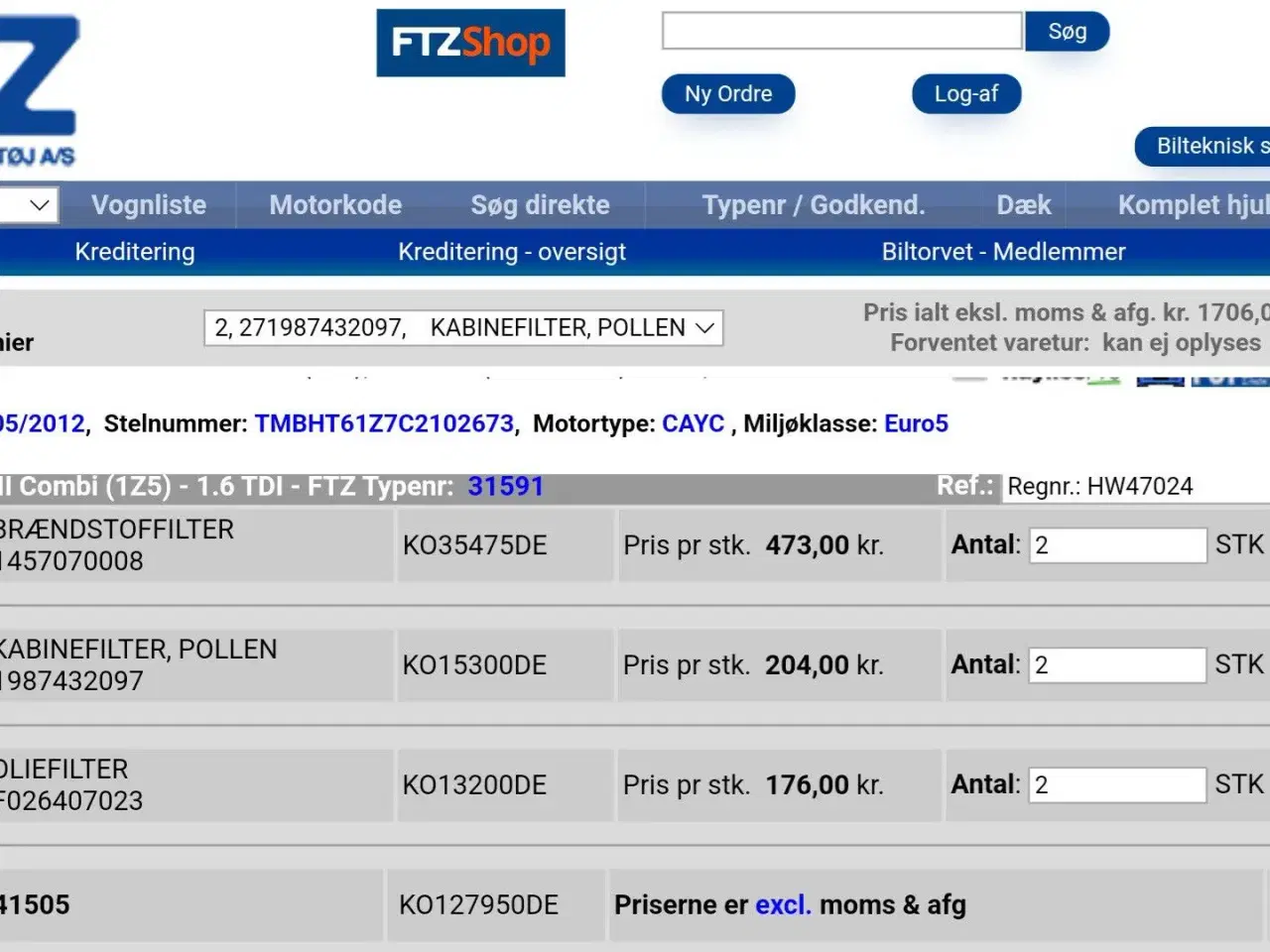 Billede 5 - Div filtre til 1,6 TDI og 2,0 TDI (VAG)