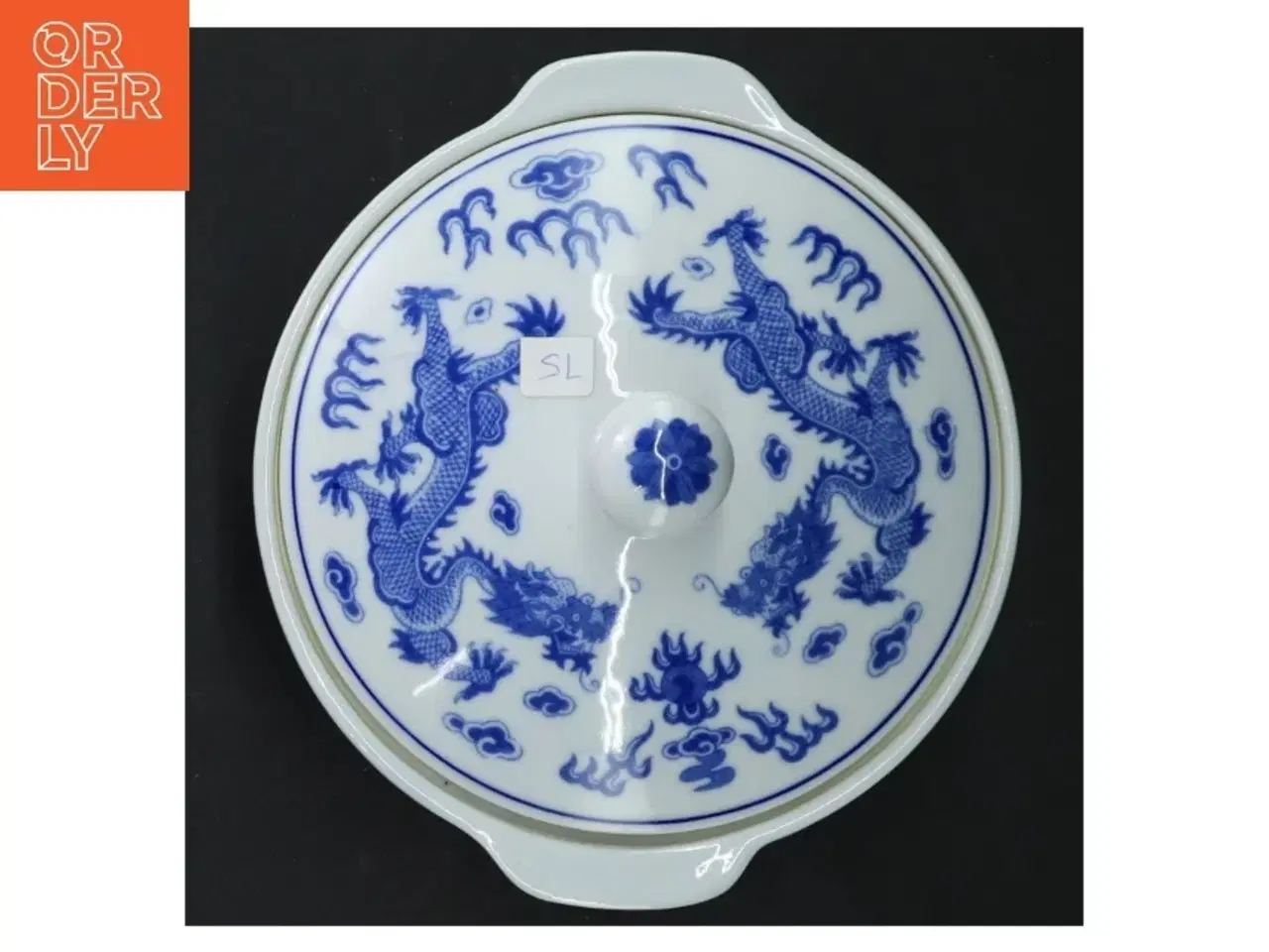 Billede 6 - Orientalsk  Blå og hvid porcelæns skål med låg (str. 17 cm)
