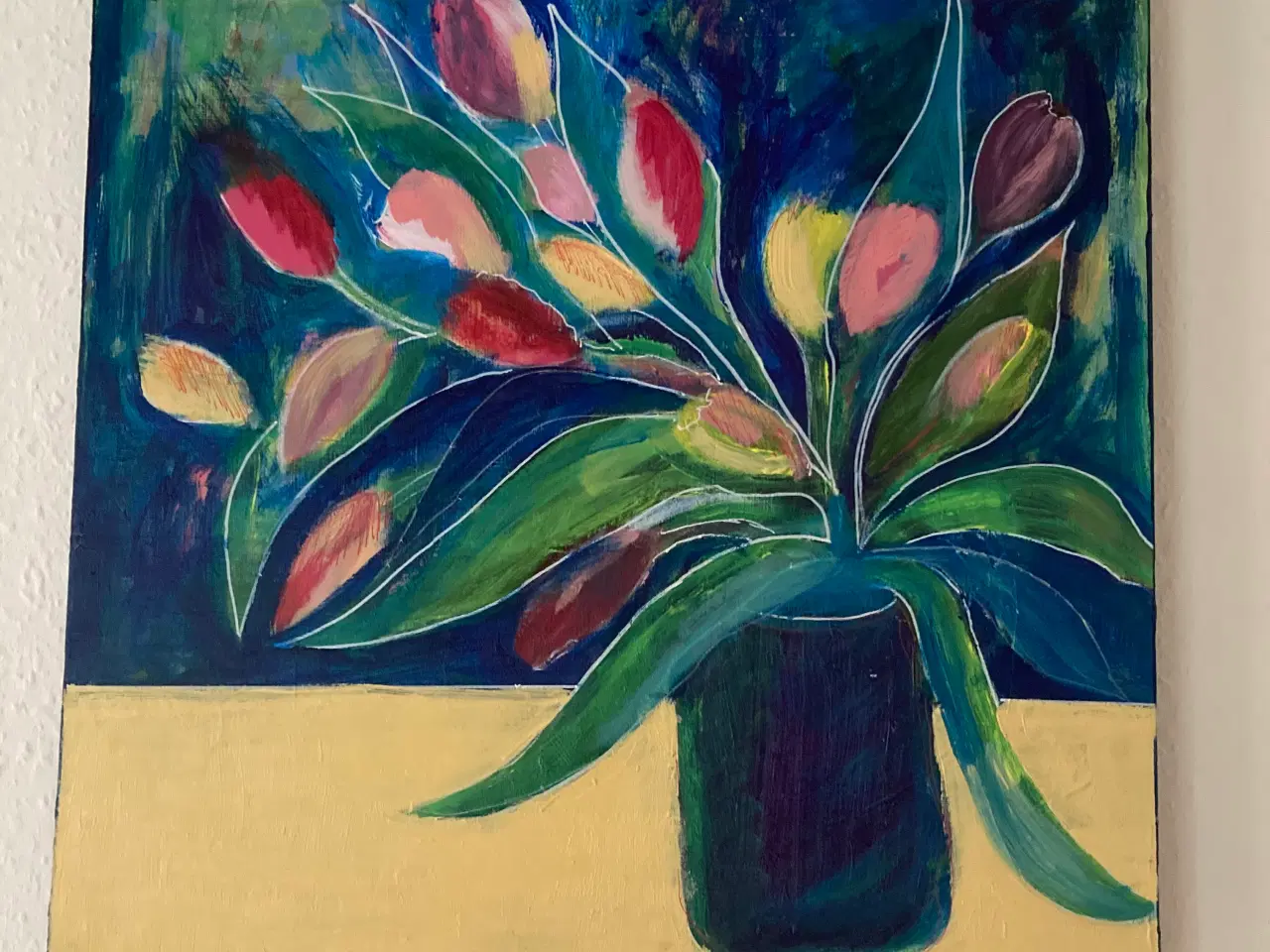 Billede 2 - Maleri af tulipaner i vase