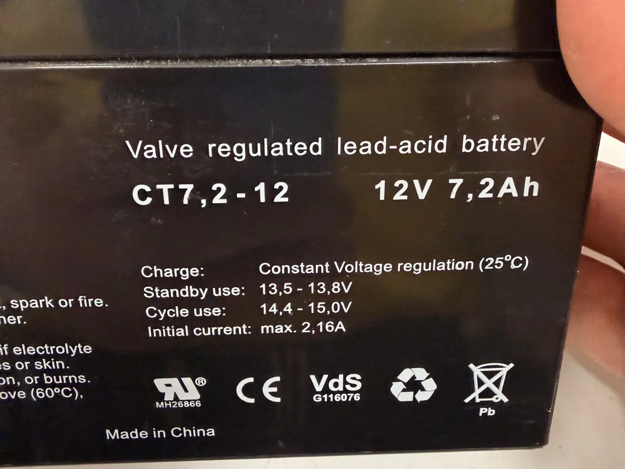 Billede 2 - Batteri til elbil 12 volt 7.2 ah