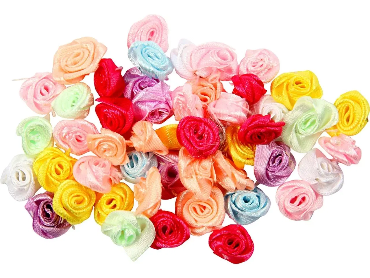 Billede 1 - Håndlavede Satin Rosenknopper - 50 stk. 14-18 mm