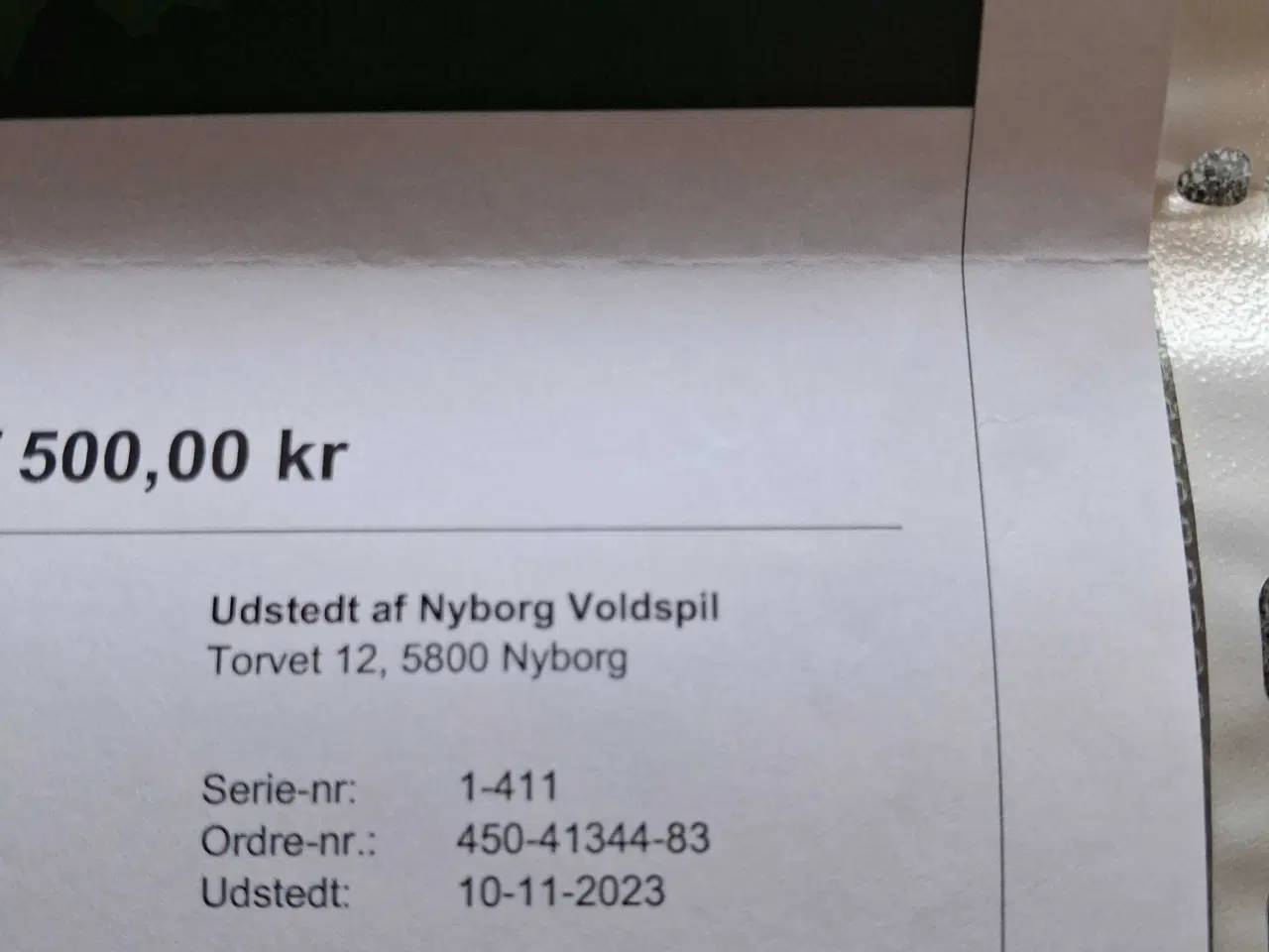 Billede 3 - Gavekort til Nyborg voldspil 