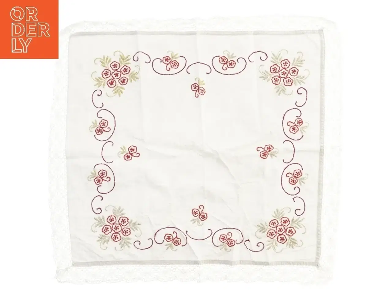 Billede 1 - Dug med blomsterbroderi (str. 65x60 cm)