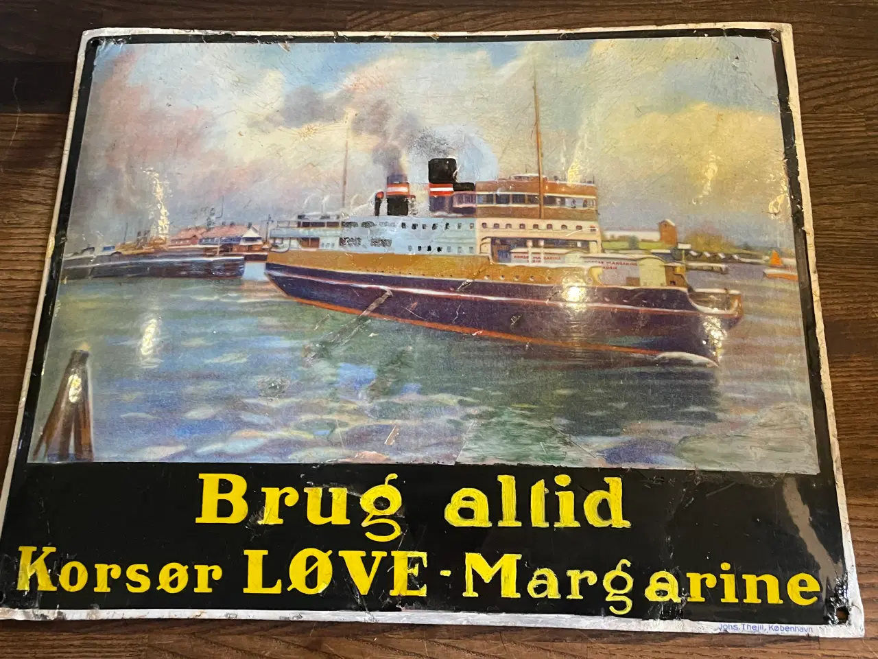 Billede 2 - Gl. emaljeskilt "Korsør Løve Margarine"