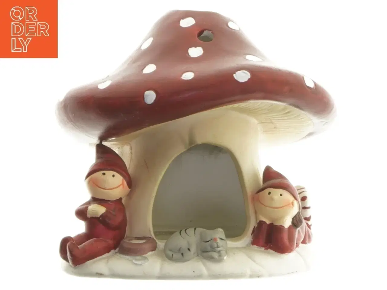 Billede 1 - Keramik svampehus med nisser (str. 14 cm)