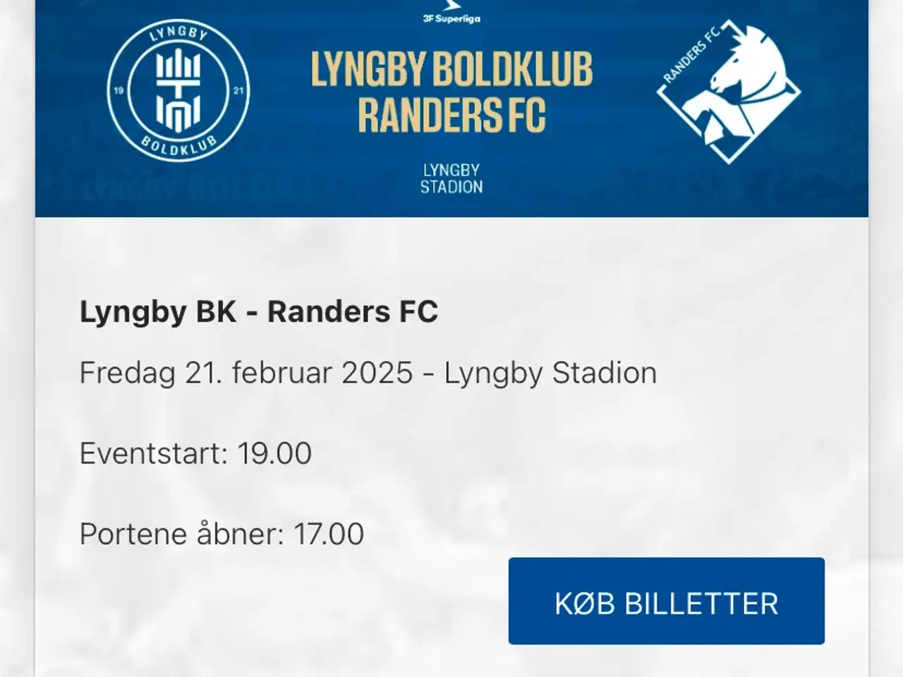 Billede 1 - Lyngby BK - Randers FC billetter