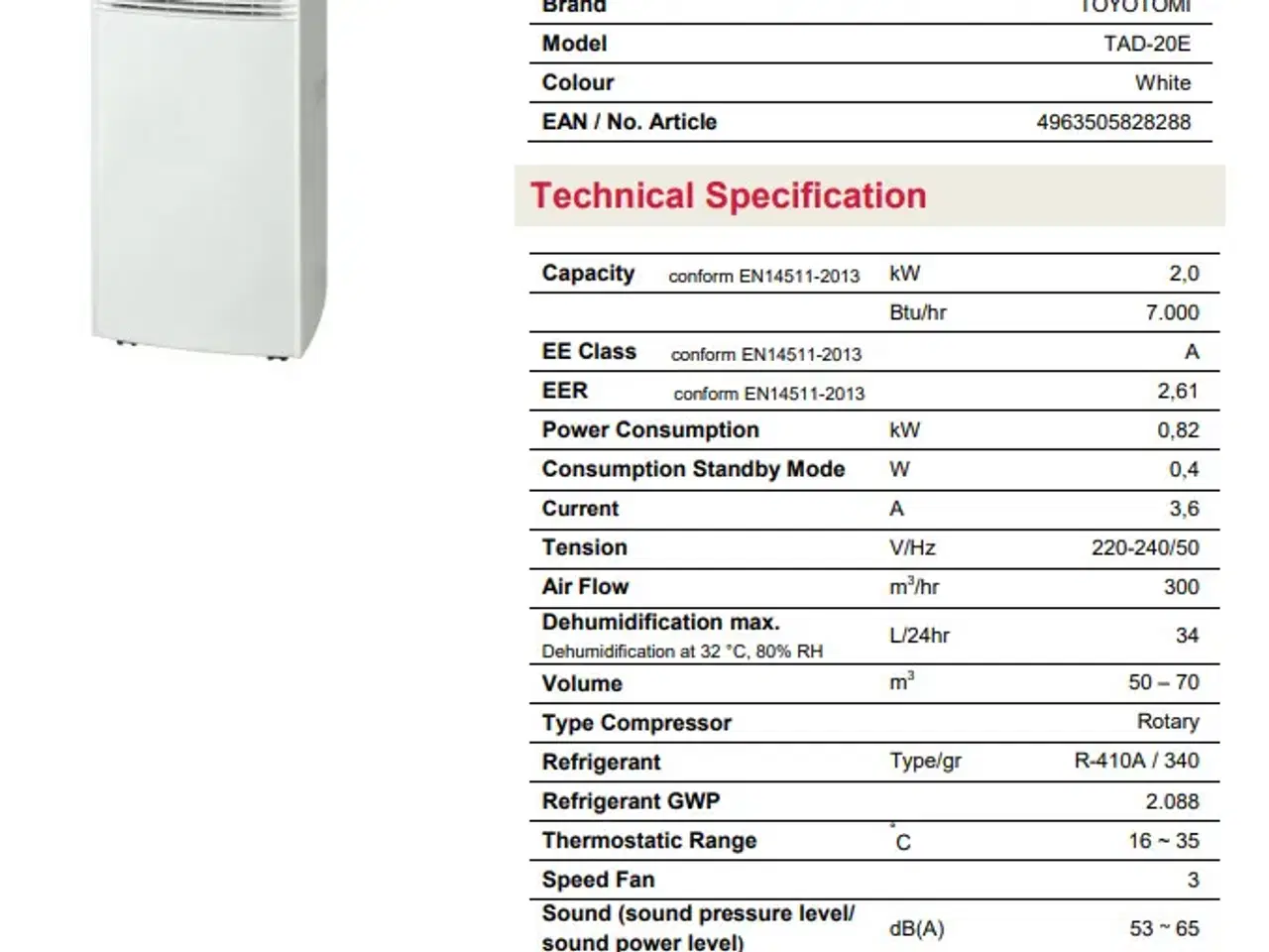 Billede 4 - Aircondition, affugter TOYOTOMI TAD-20E