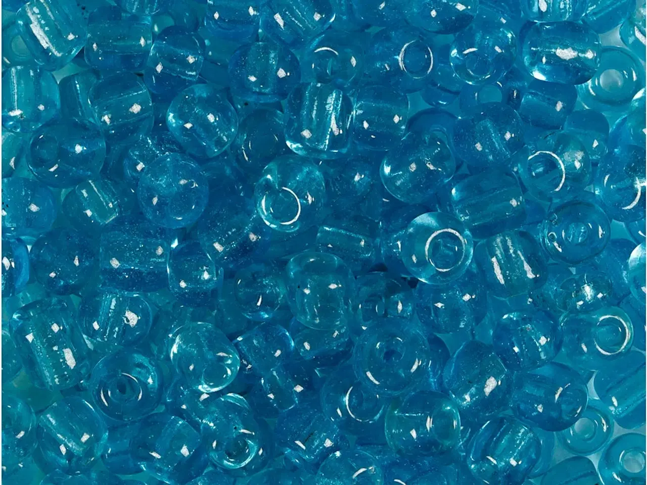 Billede 1 - Rocaiperler, diam. 4 mm, str. 6/0, hulstr. 0,9-1,2 mm, turkis klar, 25g/ 1 pk.