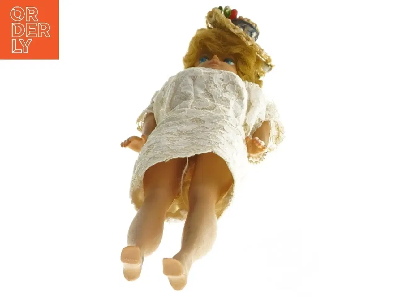 Billede 2 - Vintage dukke med blonderkjole (str. 30 cm)