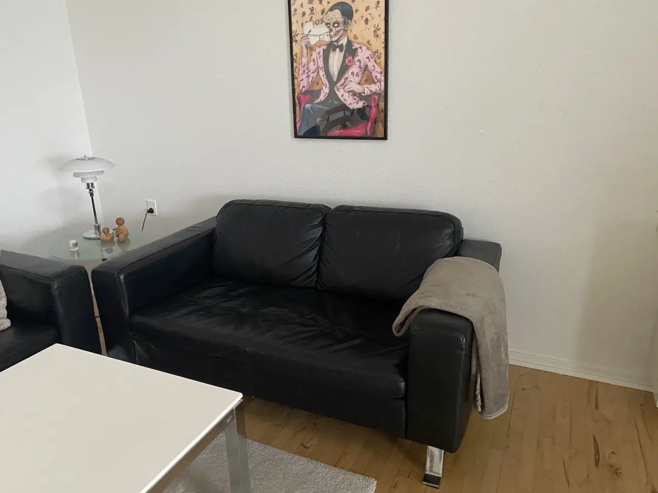 Billede 3 - 2 og 3 personers lædersofa med faste hynder