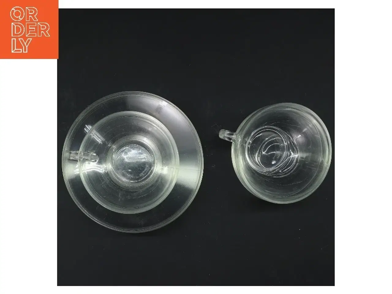 Billede 2 - 3 sæt franske glaskopper af gennemsigtige kopper og underkopper m.1 ekstra underkop