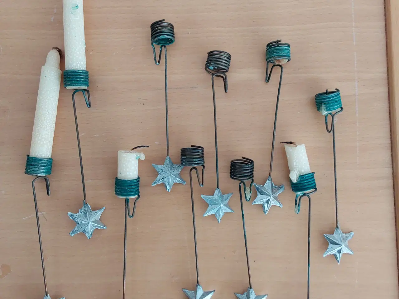 Billede 2 - Juletræs lysholdere med lille stjerne, antikke.