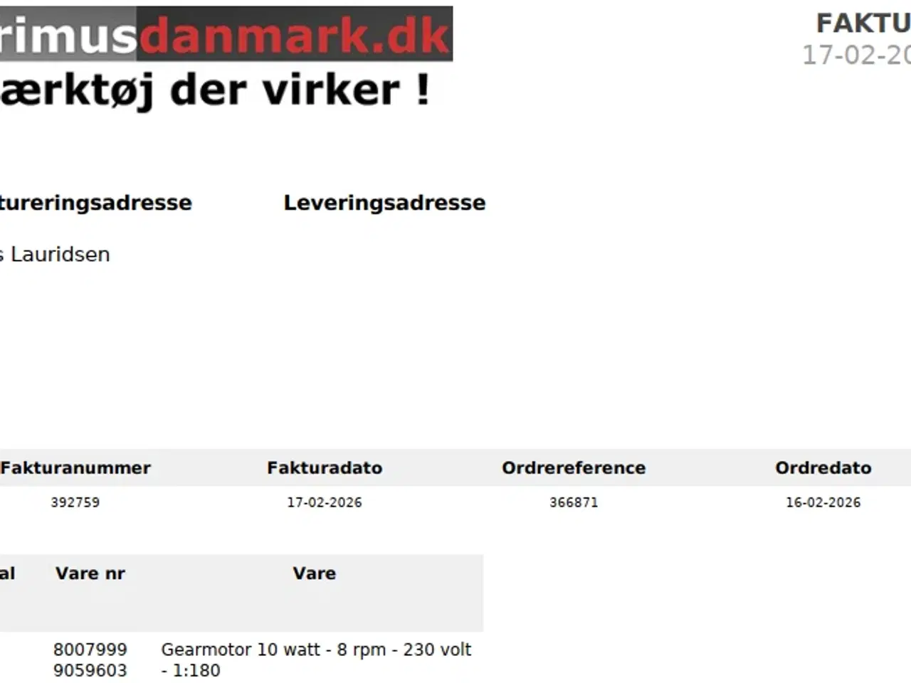 Billede 4 - Gearmotor Primus, inklusiv kondensator. 