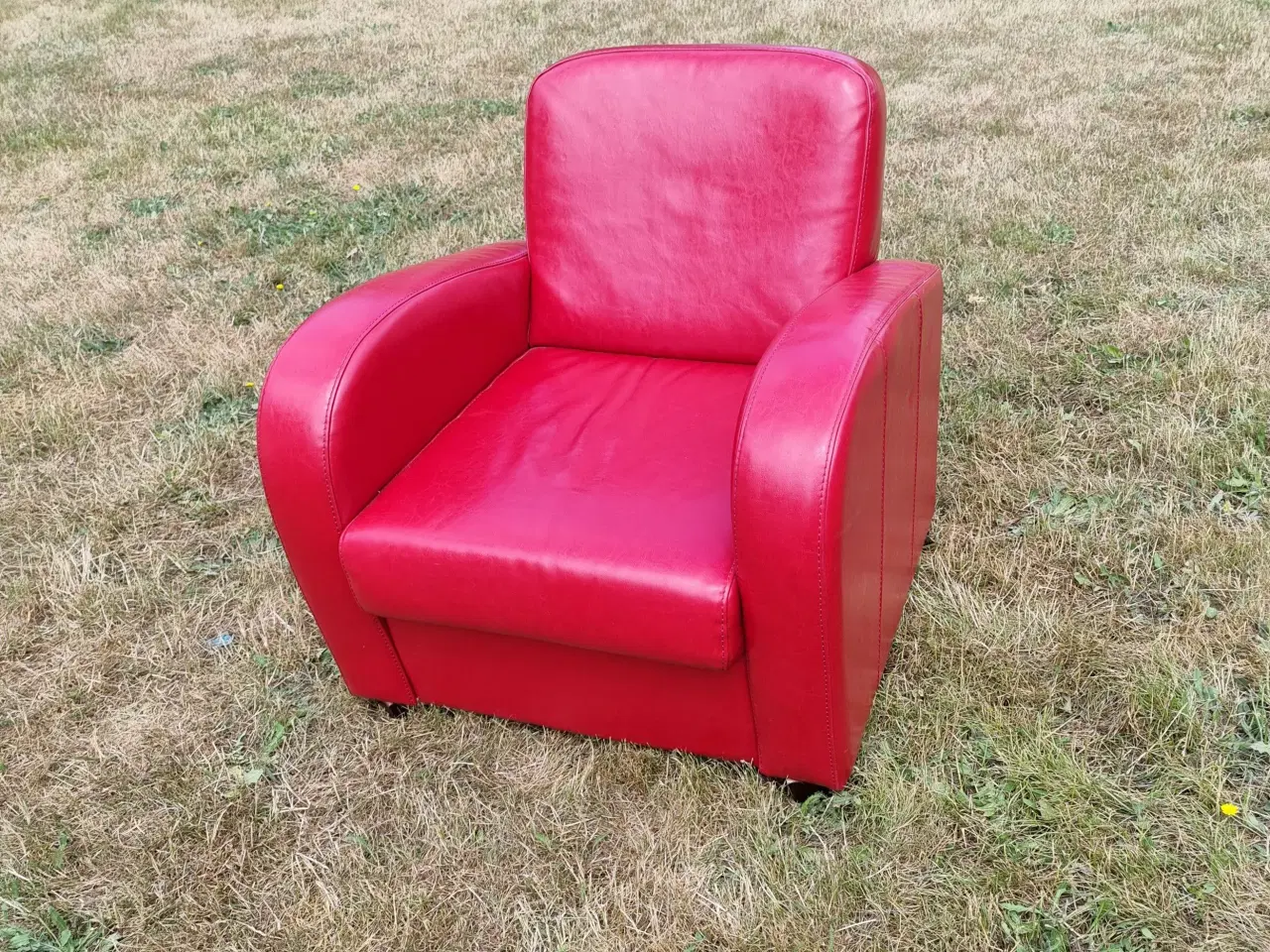 Billede 1 - Flot Læder lænestol i rød