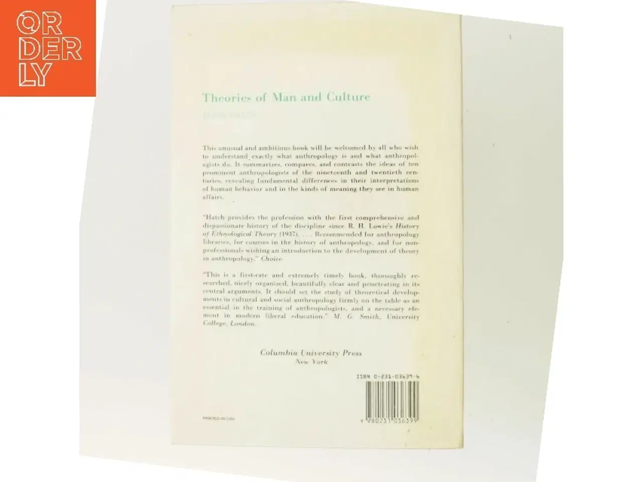 Billede 3 - Theories of man and culture af Elvin Hatch (Bog)