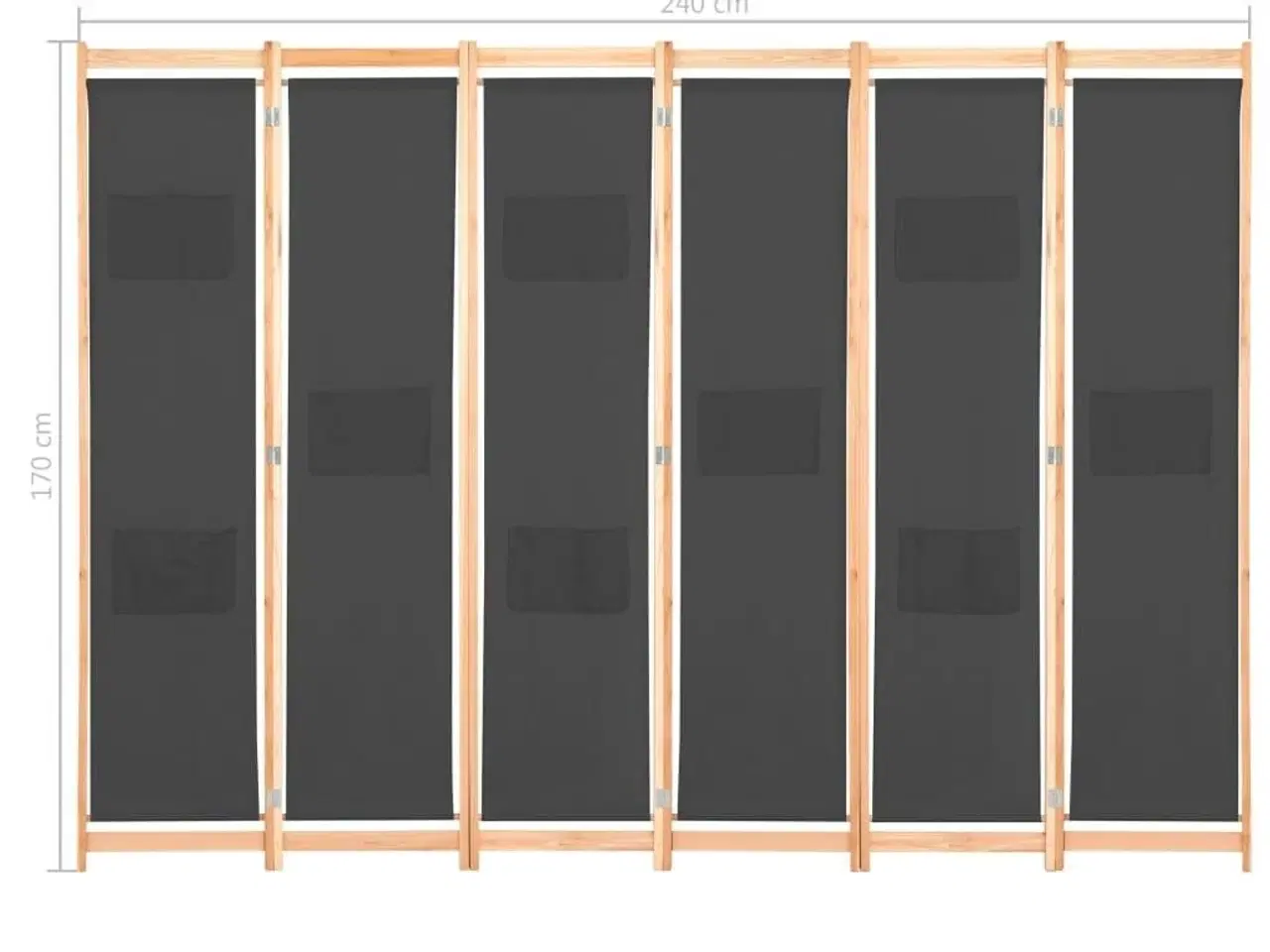Billede 8 - 6-panelers rumdeler 240 x 170 x 4 cm stof grå